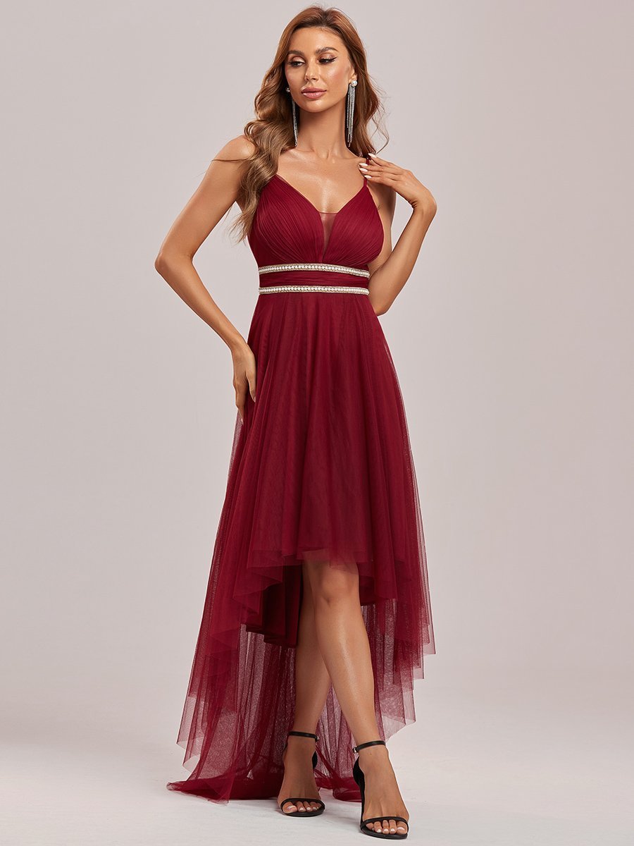 Color=Burgundy | Modest Wholesale High-Low Tulle Prom Dress For Women-Burgundy 7