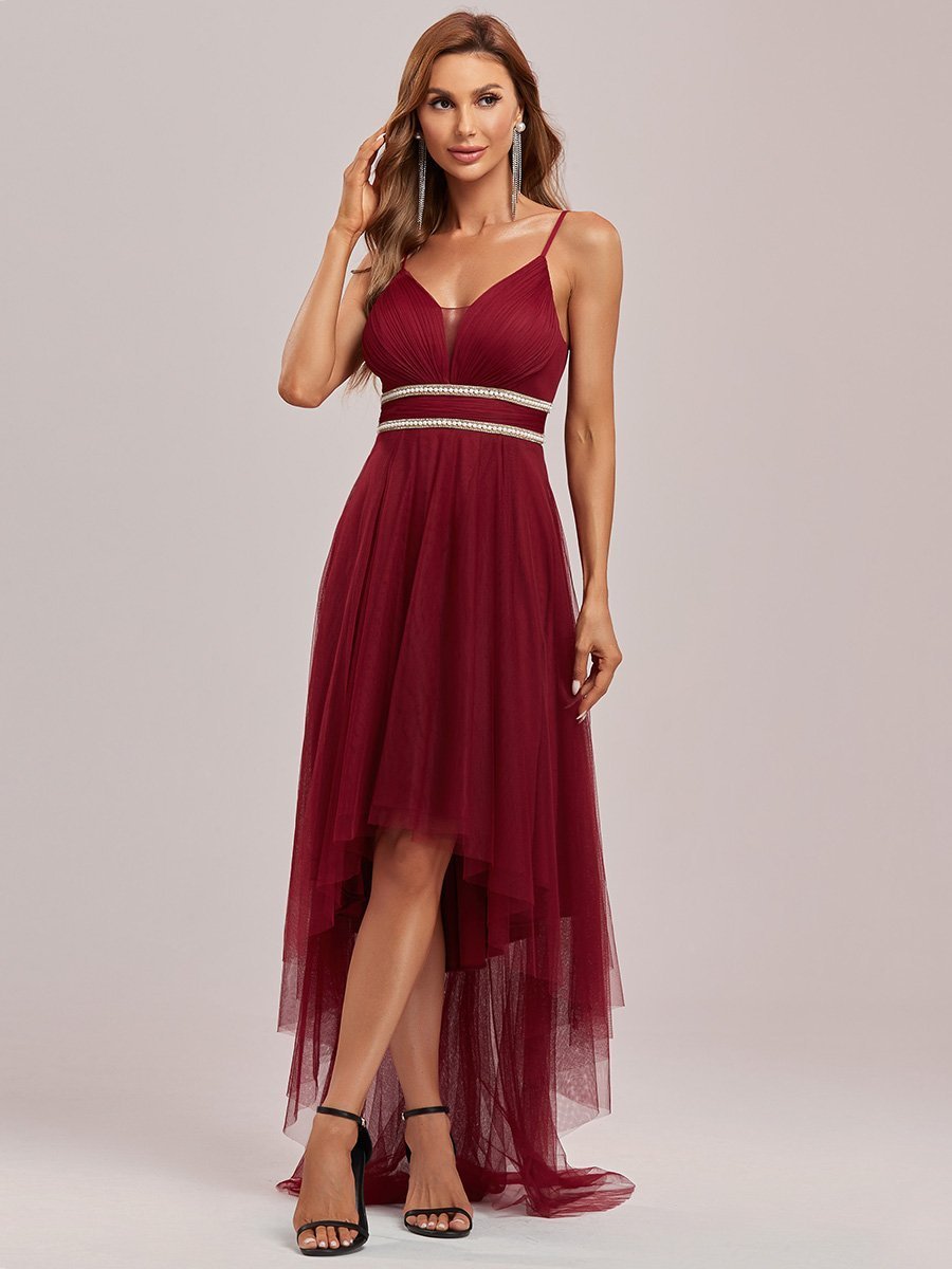 Color=Burgundy | Modest Wholesale High-Low Tulle Prom Dress For Women-Burgundy 6