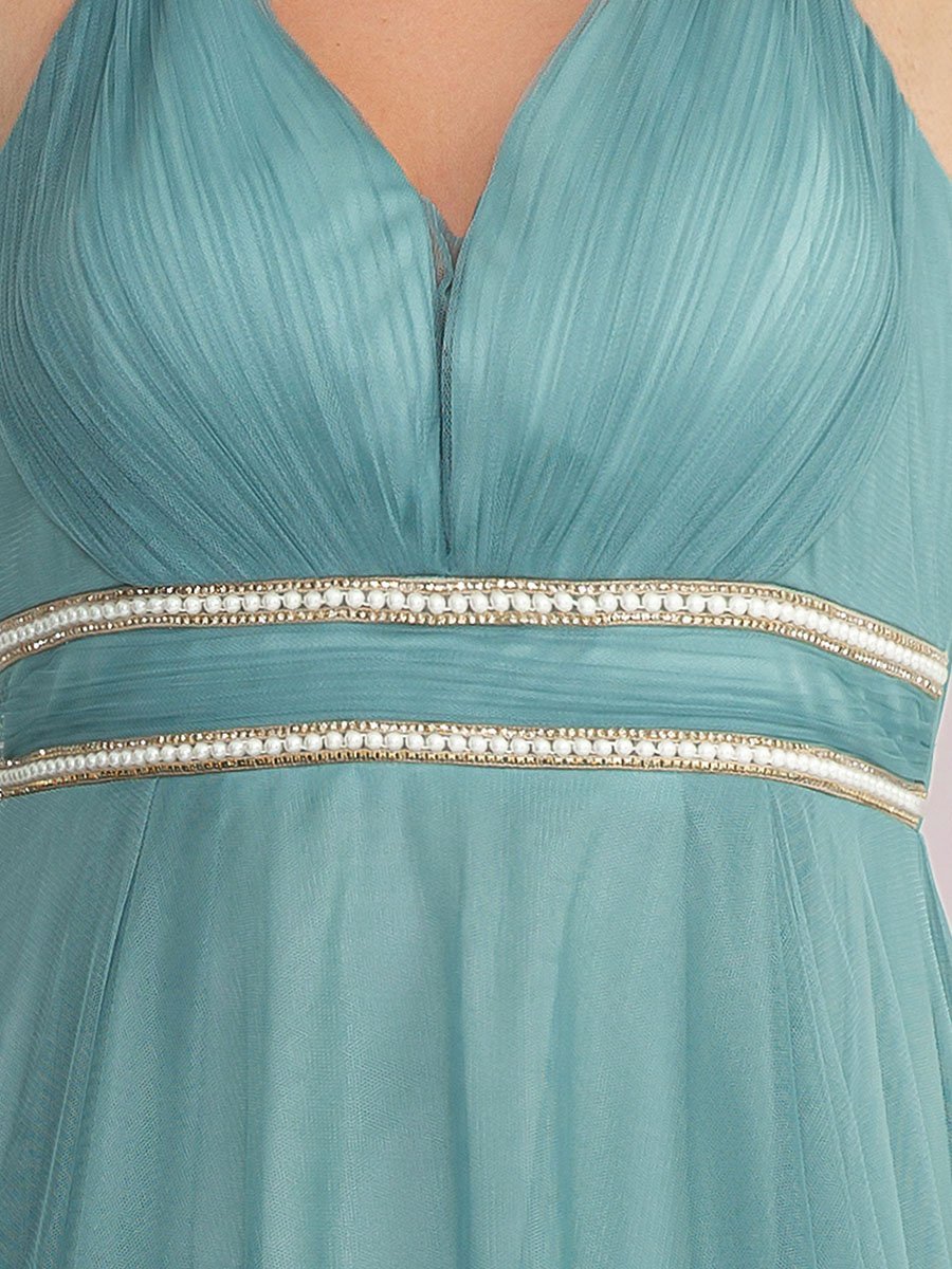 Color=Dusty blue | Modest Wholesale High-Low Tulle Prom Dress For Women-Dusty blue 5