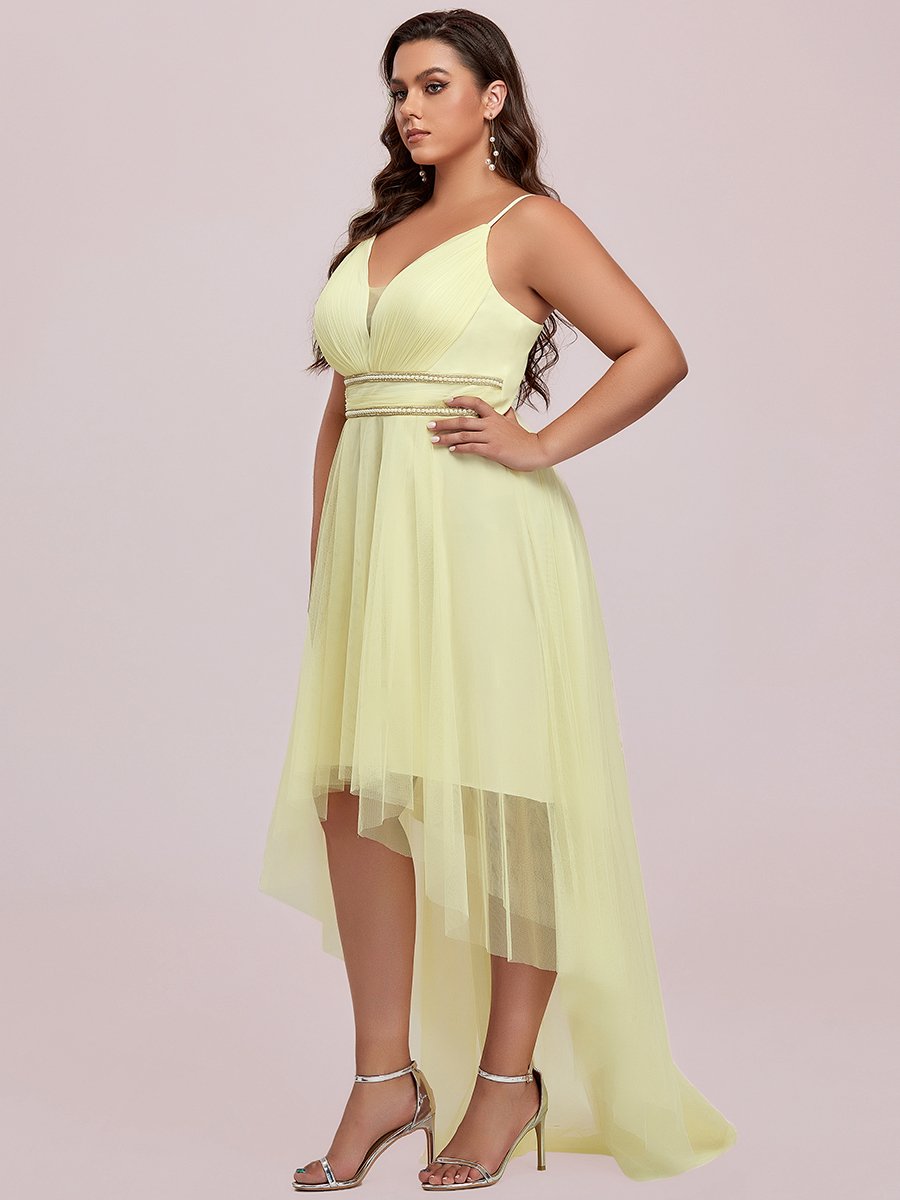 Color=Yellow | Modest Wholesale High-Low Tulle Prom Dress For Women-Yellow 7