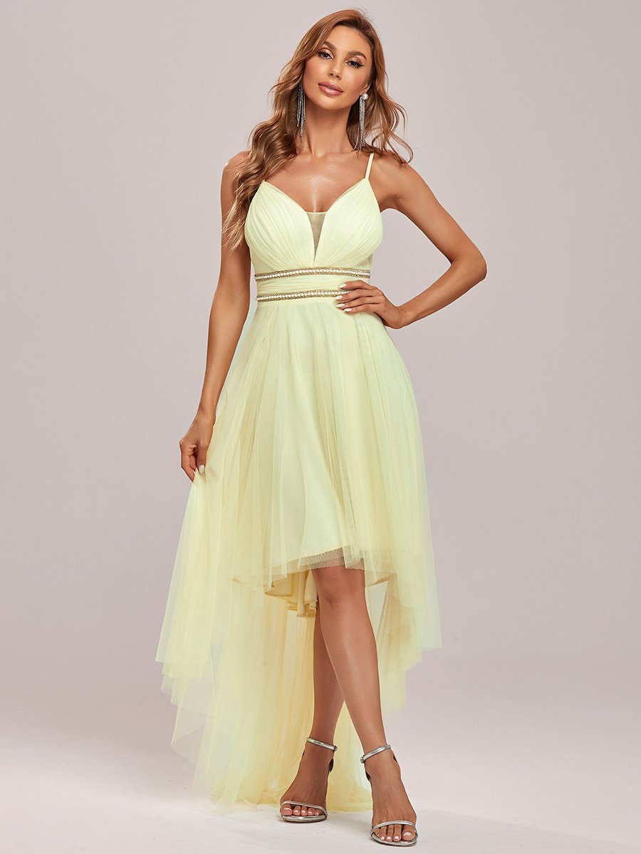 Color=Yellow | Modest Wholesale High-Low Tulle Prom Dress For Women-Yellow 6