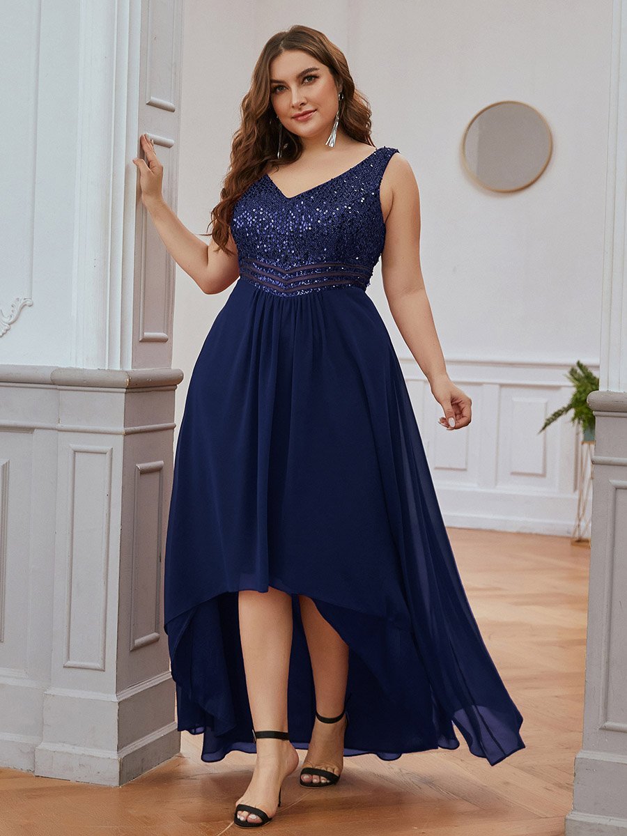 Modest Evening Dresses  Chiffon V-neck A-line Sleeveless Plus Size