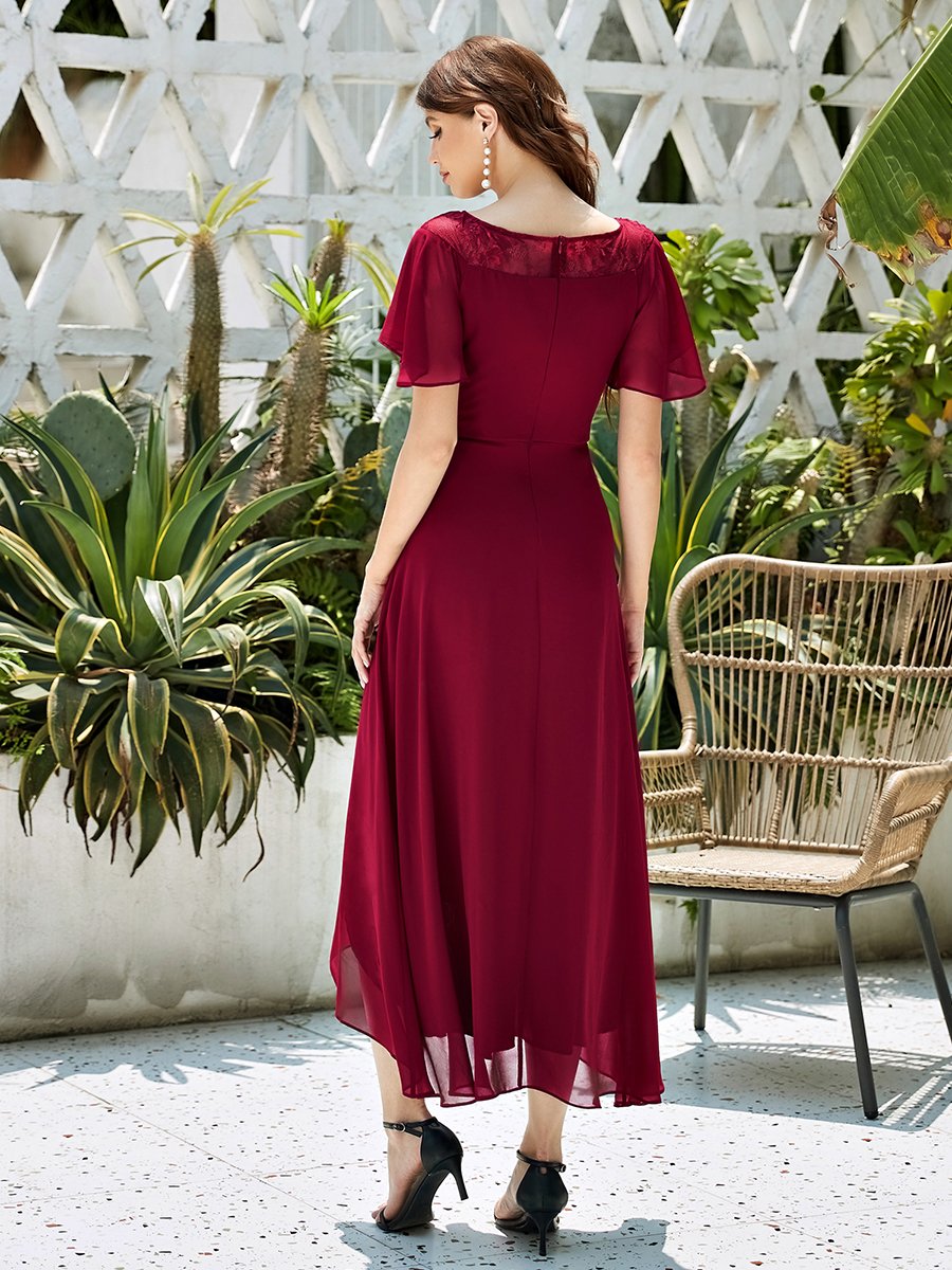 Color=Burgundy | Women'S Casual Boat Neck A-Line Midi Dress Wholesale-Burgundy 2