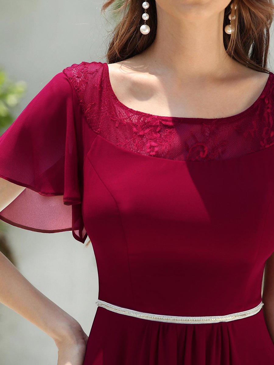 Color=Burgundy | Women'S Casual Boat Neck A-Line Midi Dress Wholesale-Burgundy 5
