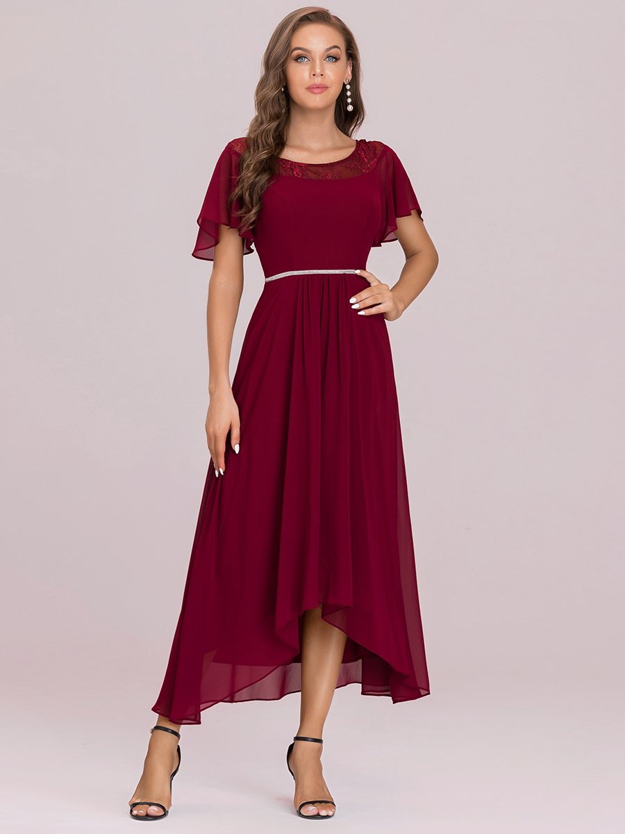 Color=Burgundy | Women'S Casual Boat Neck A-Line Midi Dress Wholesale-Burgundy 7