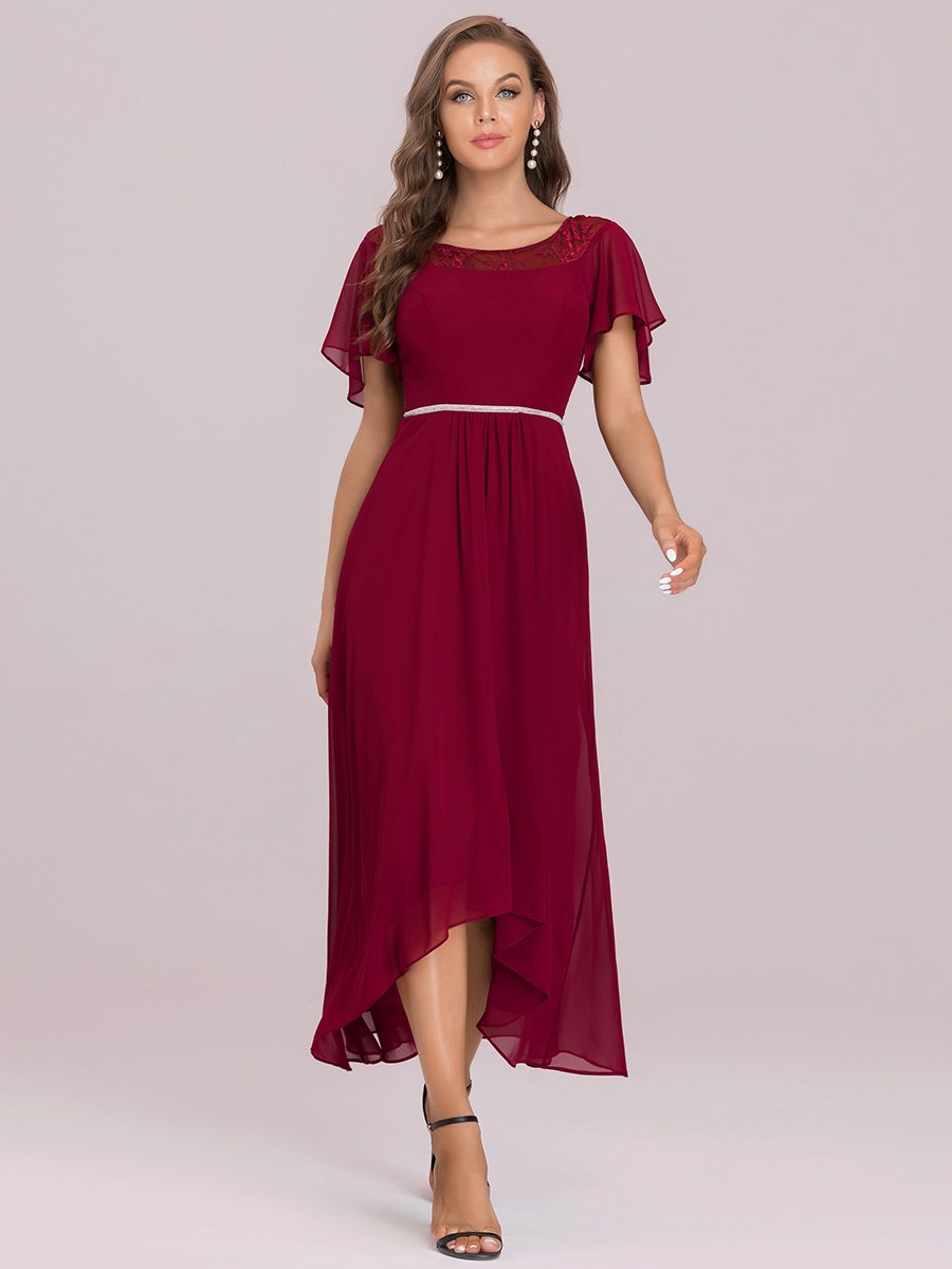 Color=Burgundy | Women'S Casual Boat Neck A-Line Midi Dress Wholesale-Burgundy 8