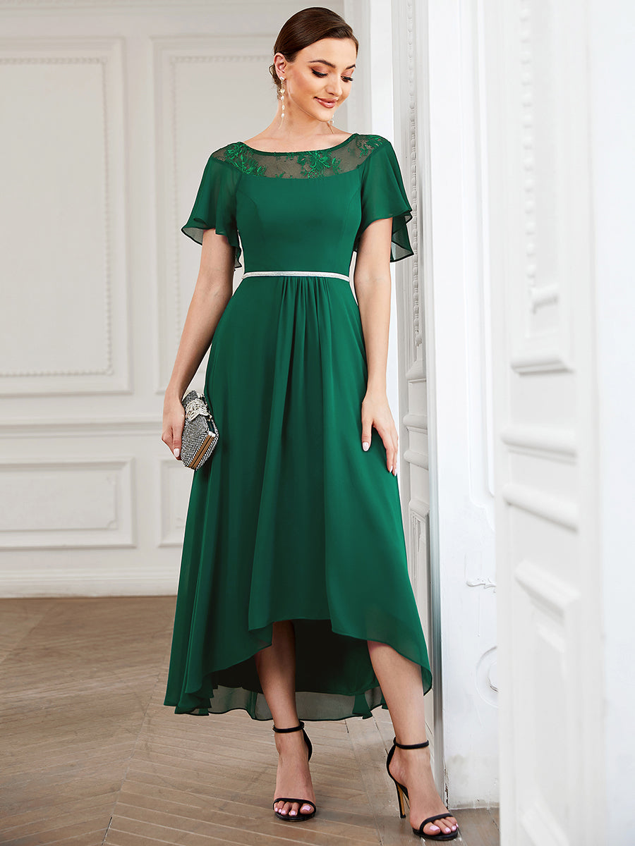 Color=Dark Green | Women'S Casual Boat Neck A-Line Midi Dress Wholesale-Dark Green 1