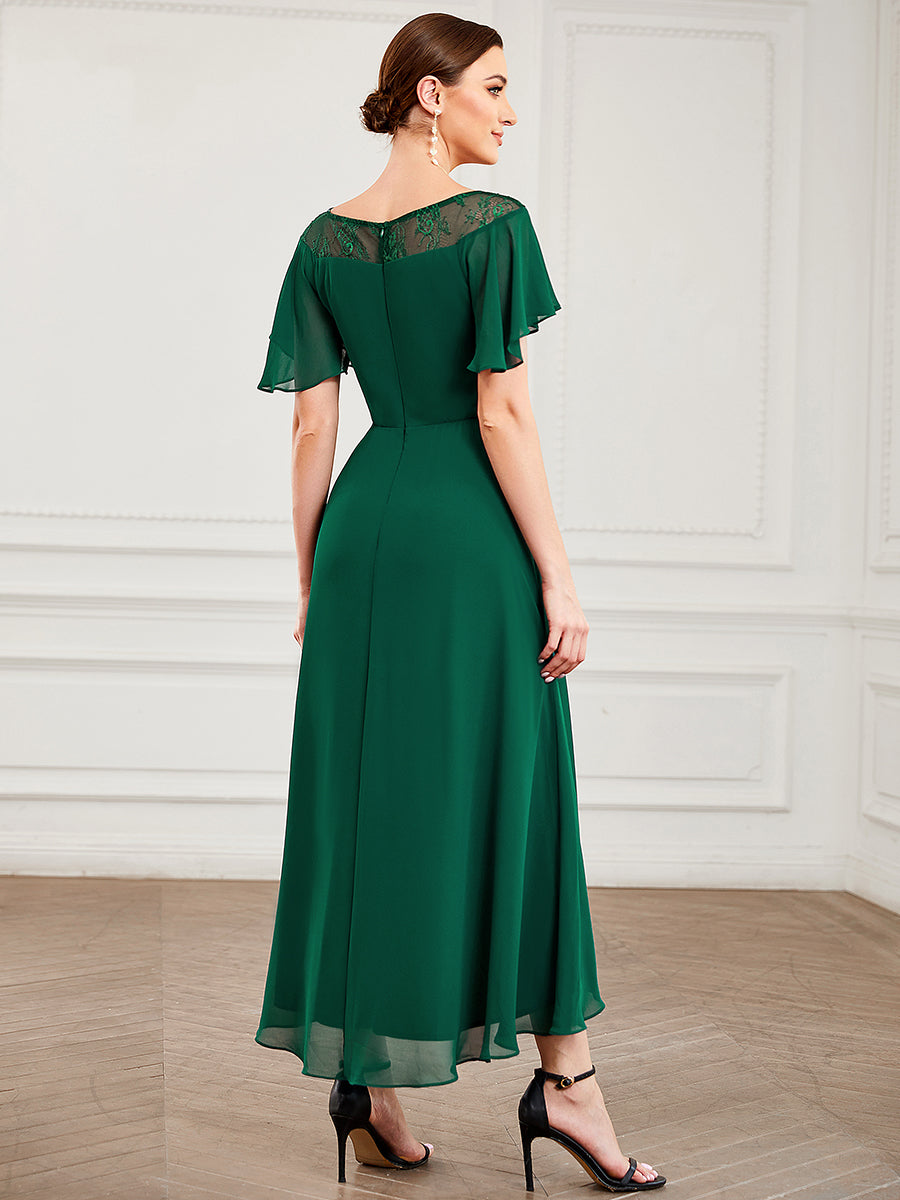 Color=Dark Green | Women'S Casual Boat Neck A-Line Midi Dress Wholesale-Dark Green 2