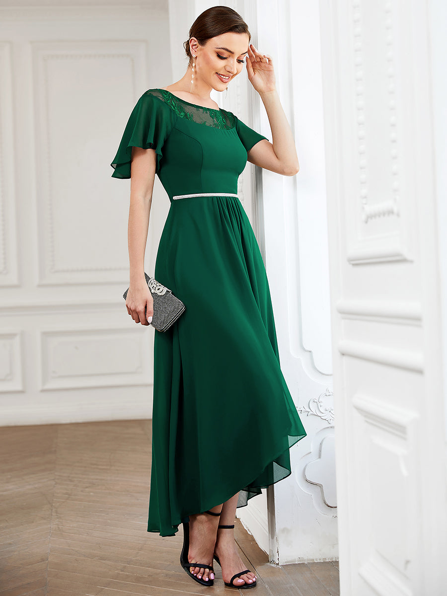 Color=Dark Green | Women'S Casual Boat Neck A-Line Midi Dress Wholesale-Dark Green 3