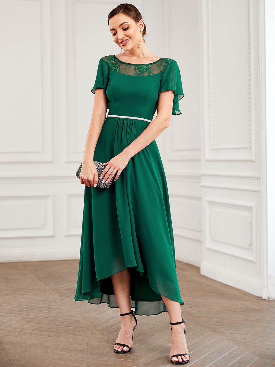 Color=Dark Green | Women'S Casual Boat Neck A-Line Midi Dress Wholesale-Dark Green 4