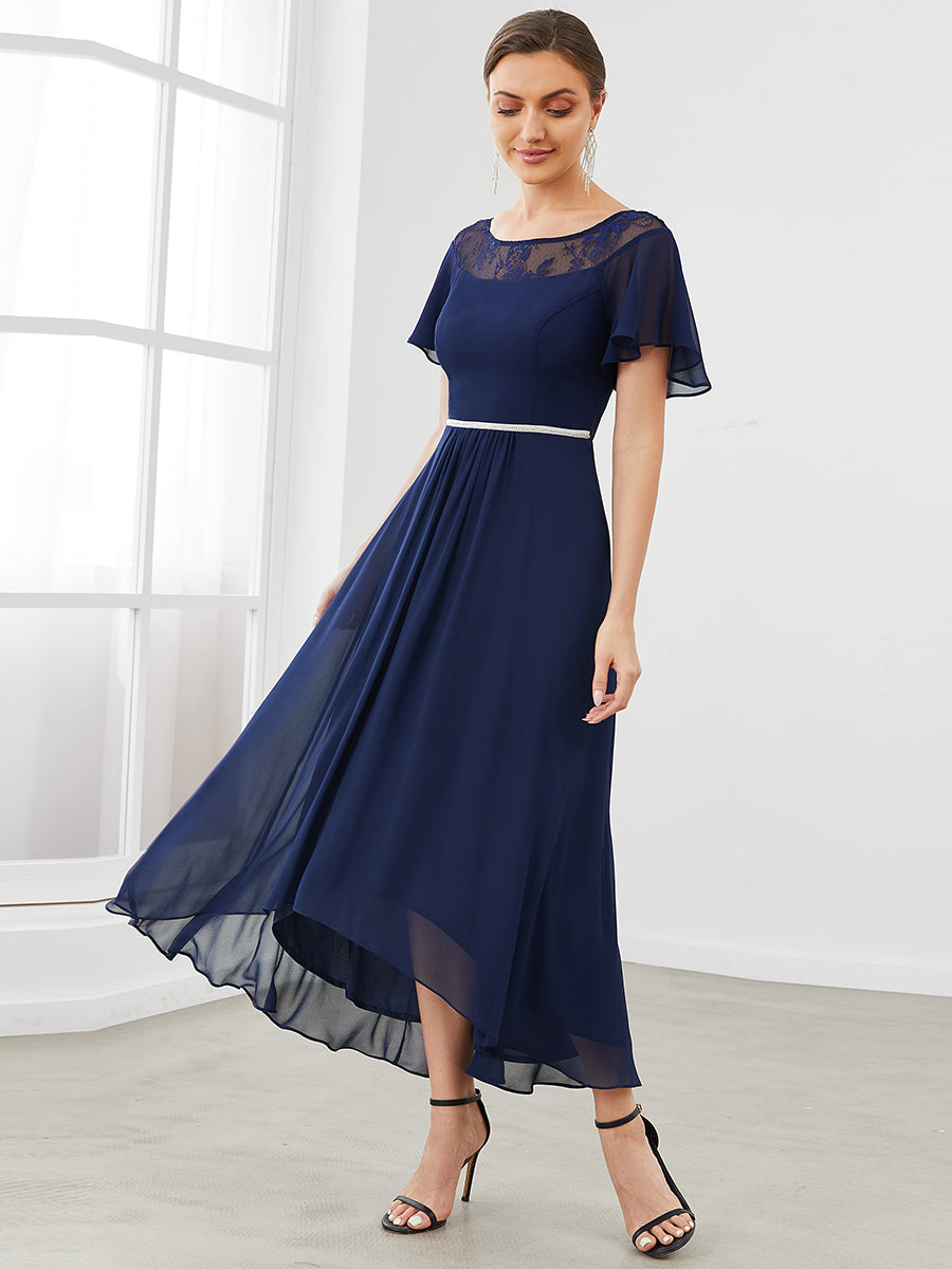 Color=Navy Blue | Women'S Casual Boat Neck A-Line Midi Dress Wholesale-Navy Blue 3