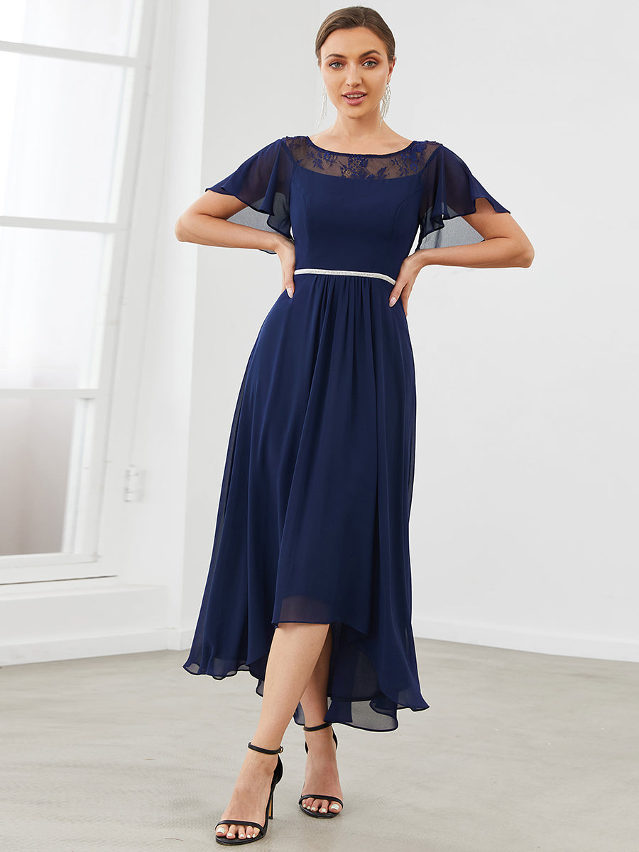 Color=Navy Blue | Women'S Casual Boat Neck A-Line Midi Dress Wholesale-Navy Blue 4