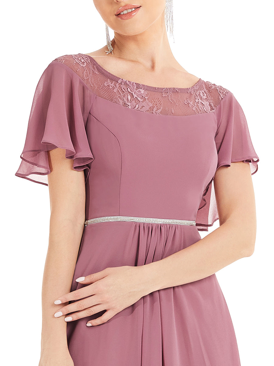 Color=Orchid | Women'S Casual Boat Neck A-Line Midi Dress Wholesale-Orchid 5