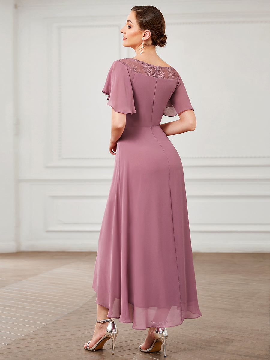 Color=Orchid | Women'S Casual Boat Neck A-Line Midi Dress Wholesale-Orchid 2