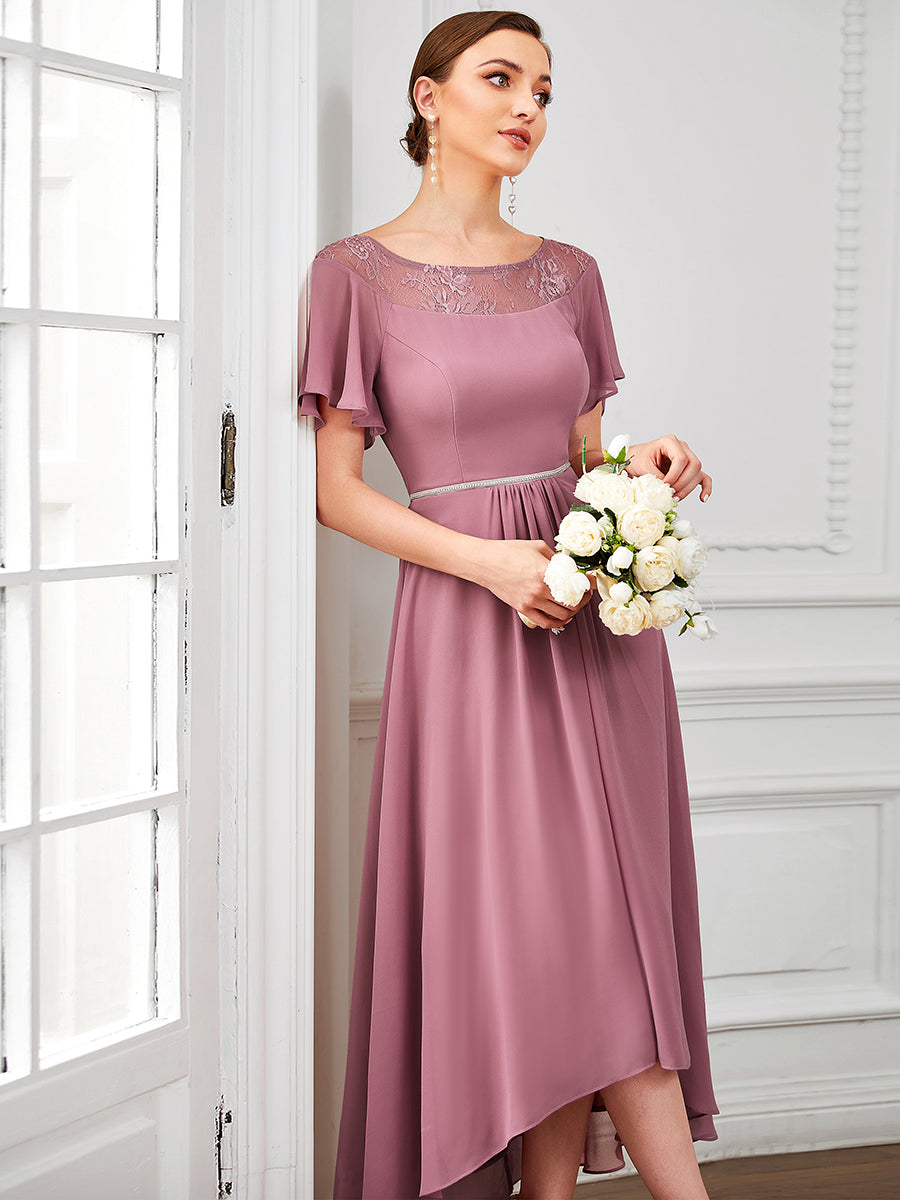 Color=Orchid | Women'S Casual Boat Neck A-Line Midi Dress Wholesale-Orchid 3