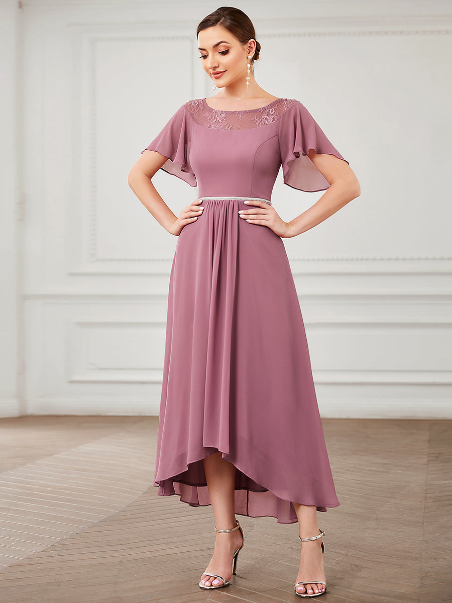 Color=Orchid | Women'S Casual Boat Neck A-Line Midi Dress Wholesale-Orchid 4