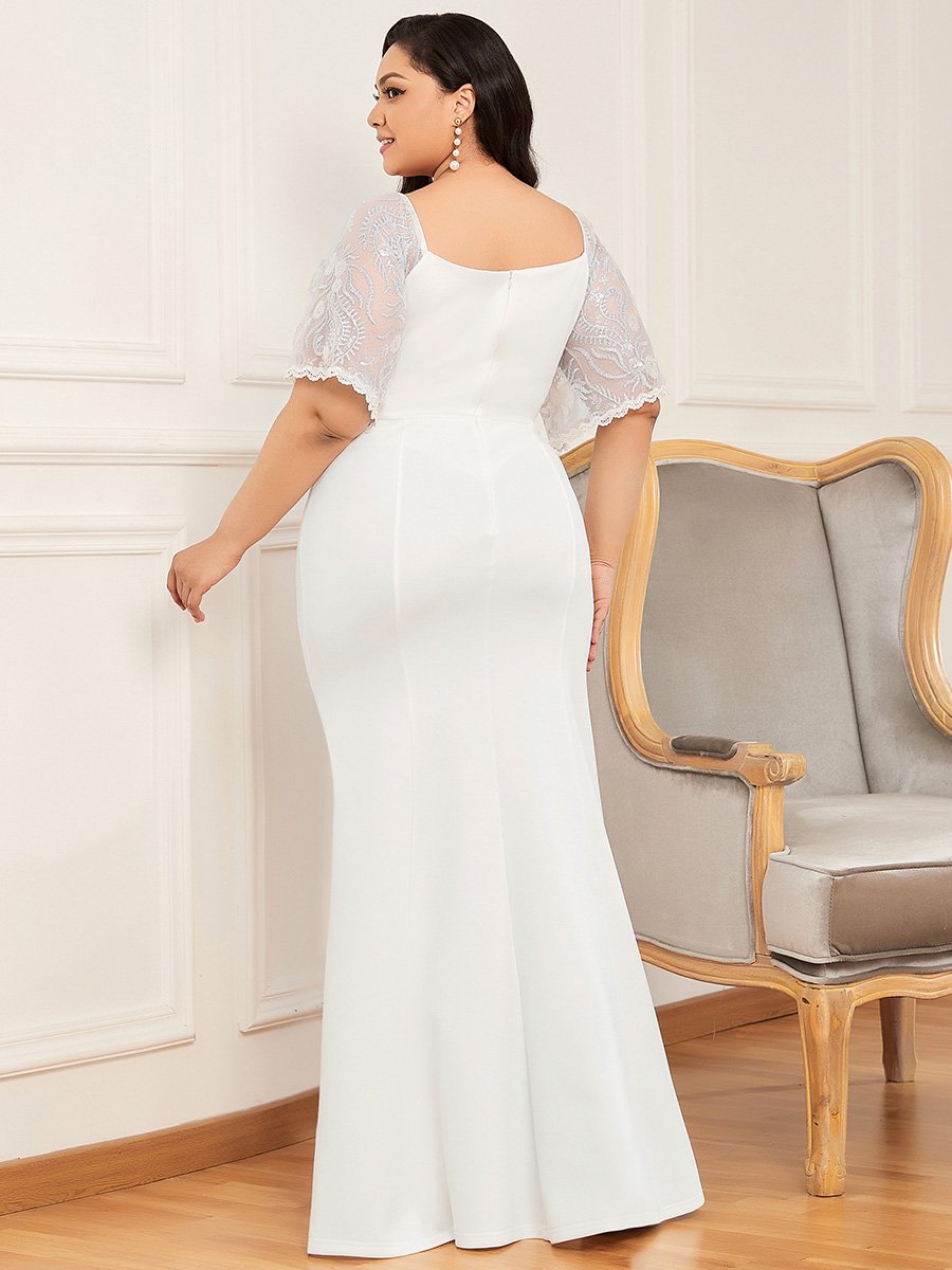 Color=Cream | Sexy Maxi V Neck Wholesale Party Dress With Flare Sleeves-Cream 7