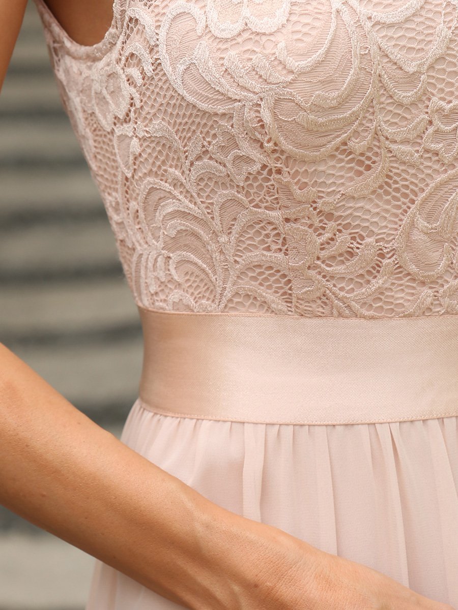 Color=Blush | Wholesale Fahion Bridesmaid Dresses With Lace-Blush 5