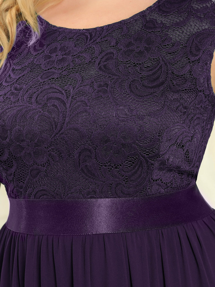 Color=Dark Purple | Wholesale Plus Size Fahion Bridesmaid Dresses With Lace-Dark Purple 5