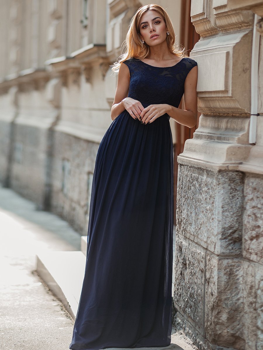 Color=Navy Blue | Wholesale Fahion Bridesmaid Dresses With Lace-Navy Blue 9