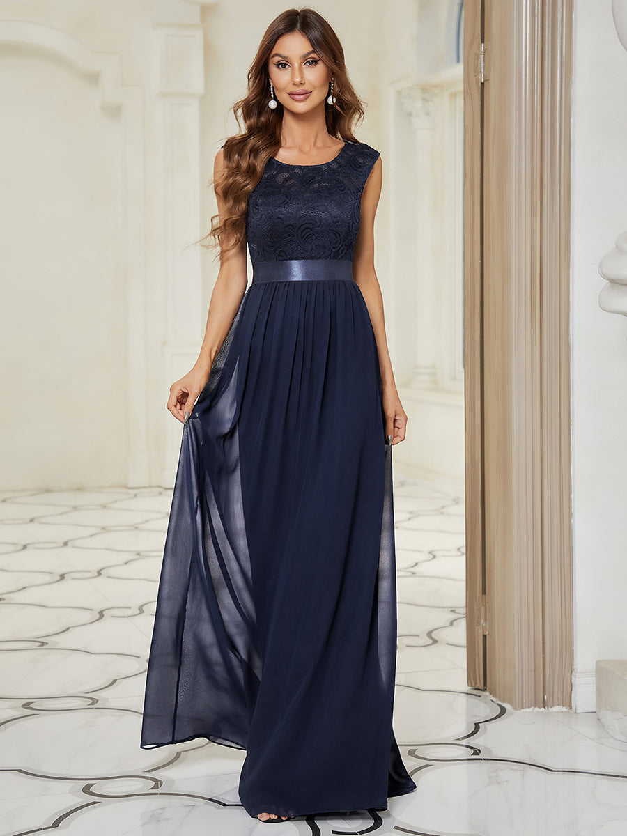 Color=Navy Blue | Wholesale Fahion Bridesmaid Dresses With Lace-Navy Blue 6