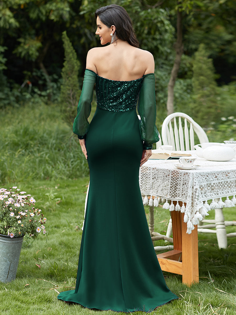Color=Dark Green | Women'S Fashion Off Shoulder Sequin Evening Dress-Dark Green 2