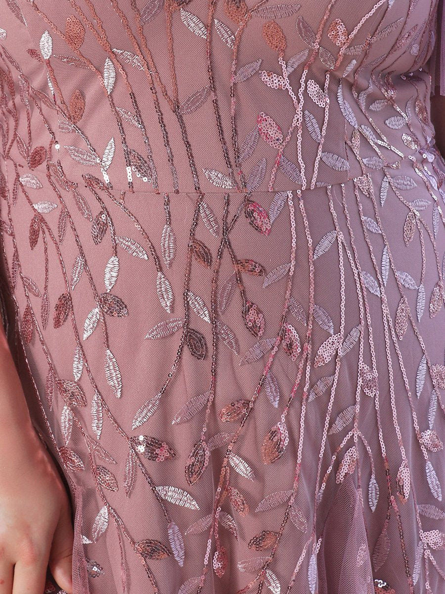 Color=Orchid | Romantic Shimmery Plus Size Ruffle Sleeves Maxi Long Evening Gowns-Orchid 5