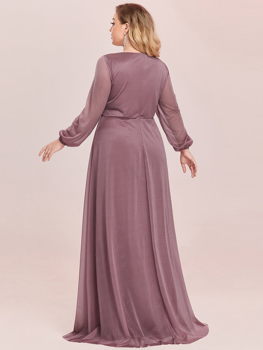Color=Orchid | Women'S Sexy V-Neck Long Sleeve Evening Dress-Orchid 7