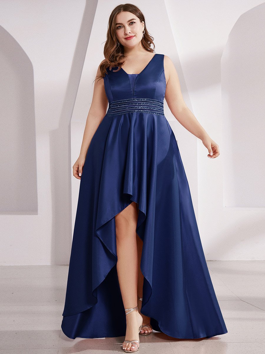 Color=Navy Blue | Women'S Deep V-Neck Sleeveless Maxi Dresses Ep00877-Navy Blue 6