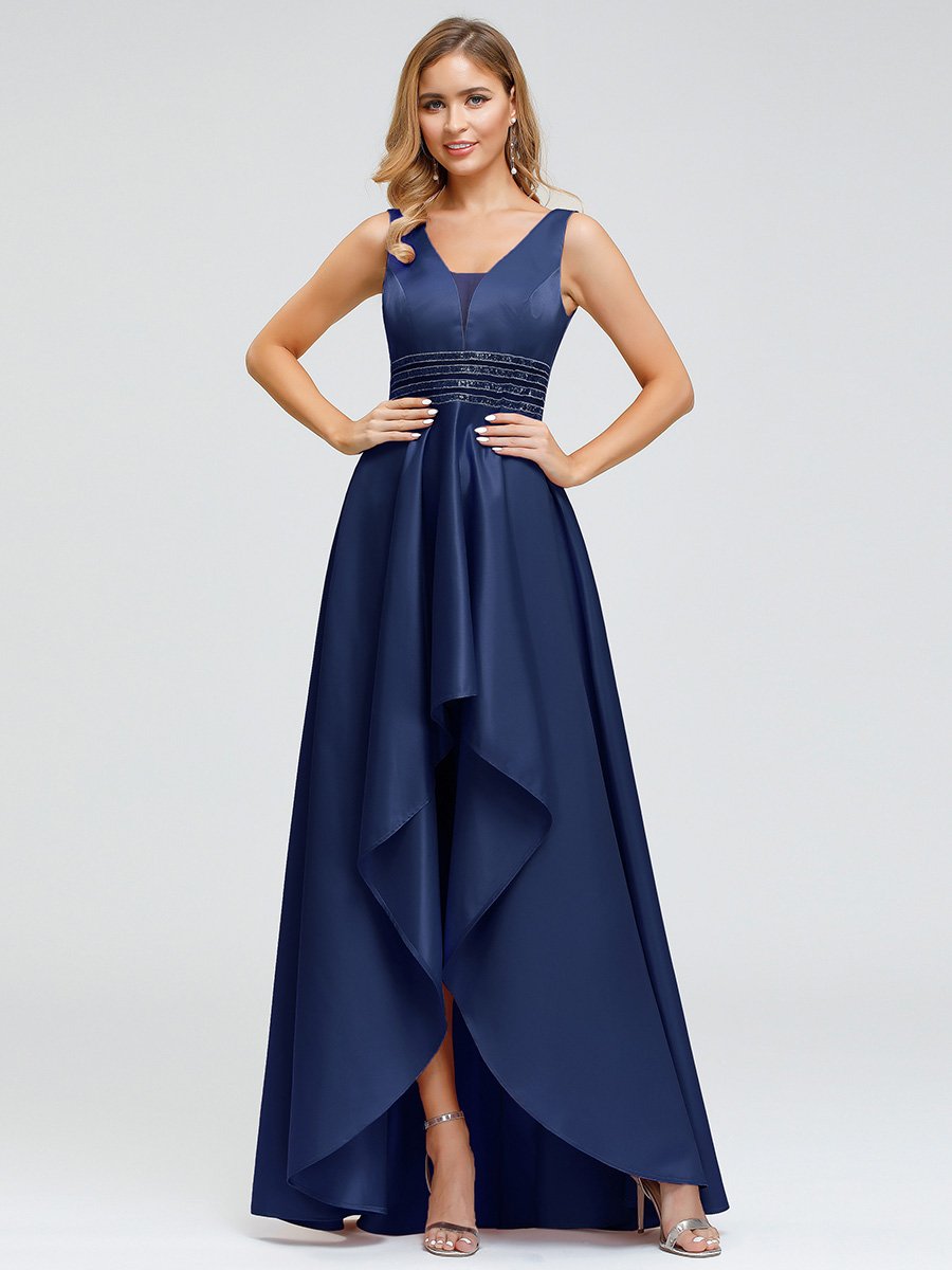 Color=Navy Blue | Women'S Deep V-Neck Sleeveless Maxi Dresses Ep00877-Navy Blue 4