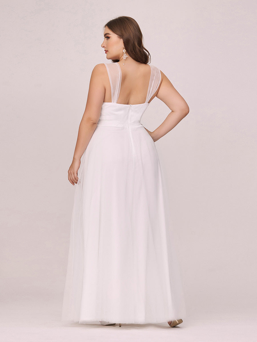 Color=Cream | Plus Size Wholesale Tulle Bridesmaid Dresses for Women-Cream 2