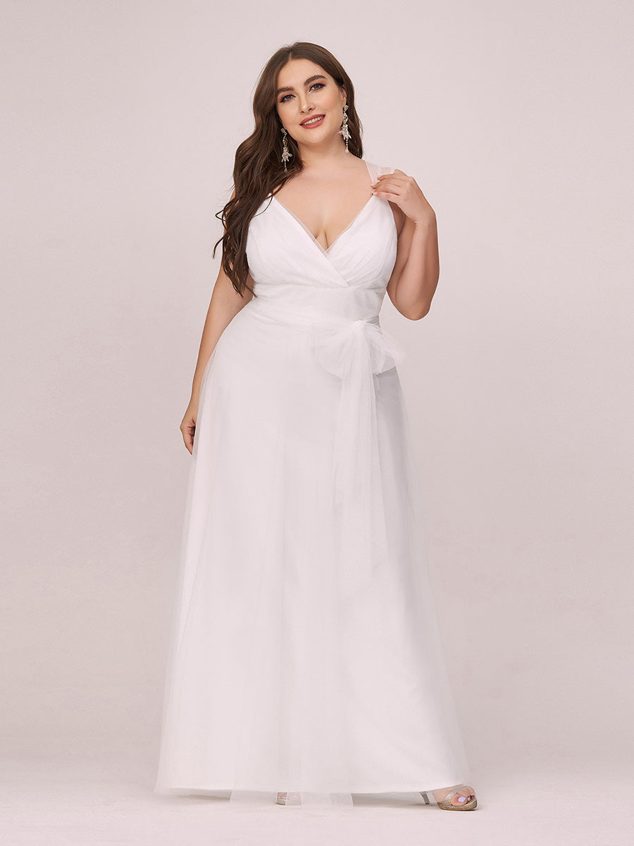 Color=Cream | Plus Size Wholesale Tulle Bridesmaid Dresses for Women-Cream 4