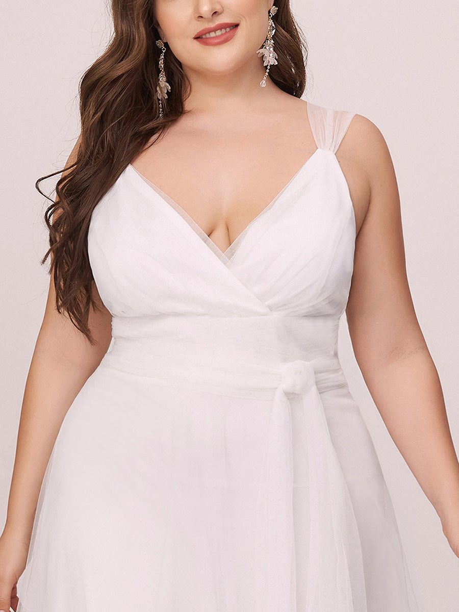 Color=Cream | Plus Size Wholesale Tulle Bridesmaid Dresses for Women-Cream 5