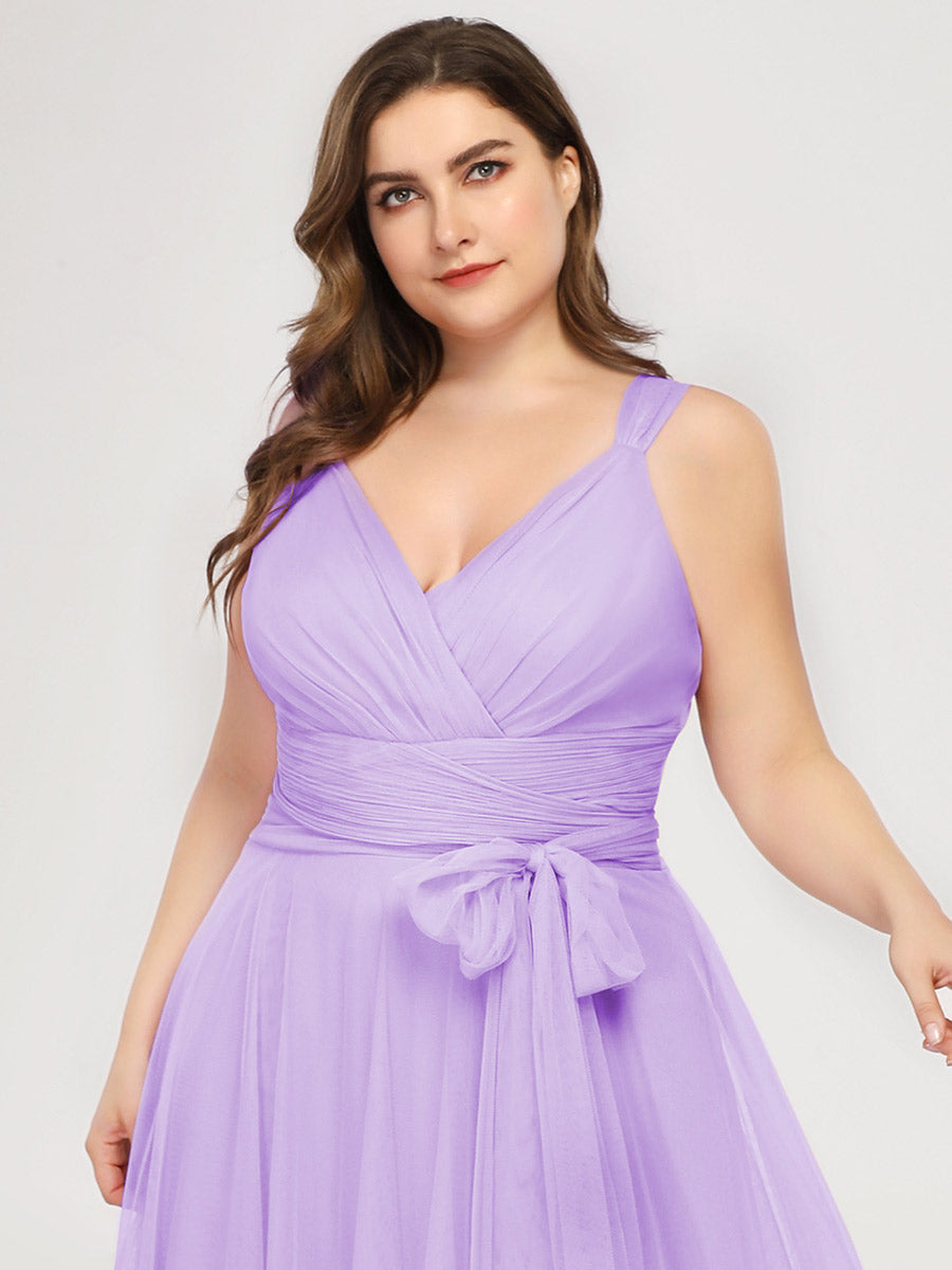 Color=Lavender | Plus Size Wholesale Tulle Bridesmaid Dresses for Women-Lavender 5