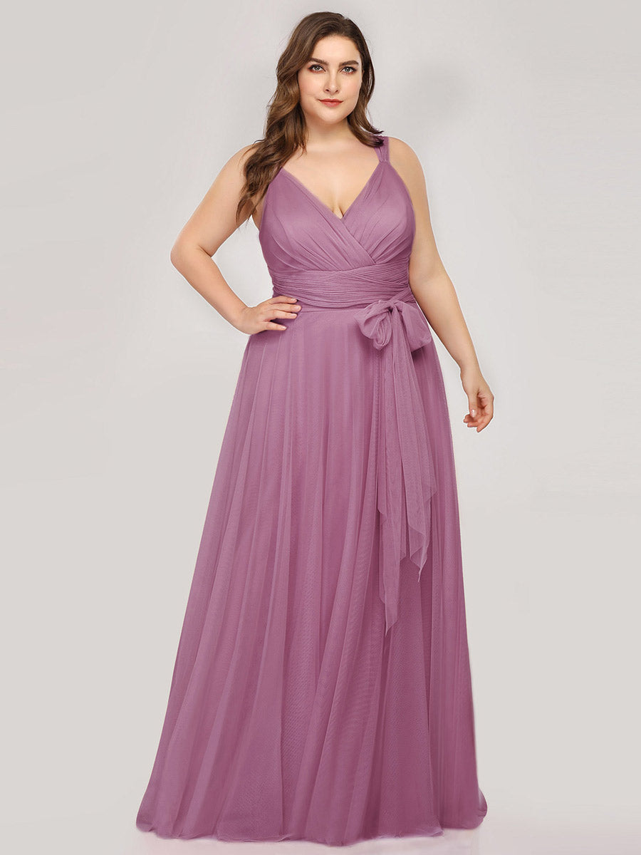 Color=Orchid | Plus Size Wholesale Tulle Bridesmaid Dresses for Women-Orchid 4