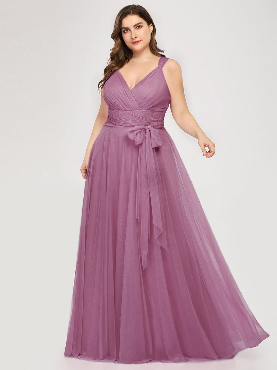 Color=Orchid | Plus Size Wholesale Tulle Bridesmaid Dresses for Women-Orchid 1