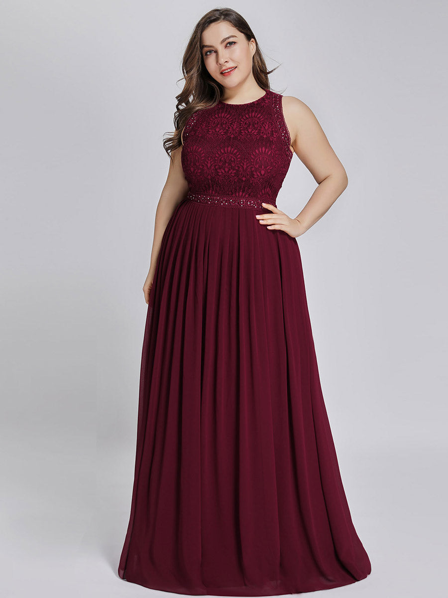 Color=Orchid | Round Neck Maxi Long Wholesale Plus Size Party Dresses for Women-Orchid 1