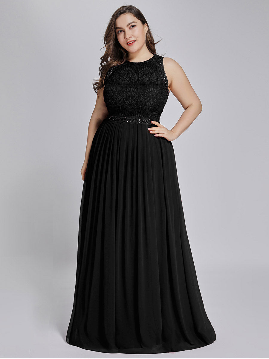 Color=Black | Round Neck Maxi Long Wholesale Party Dresses For Women-Black 6
