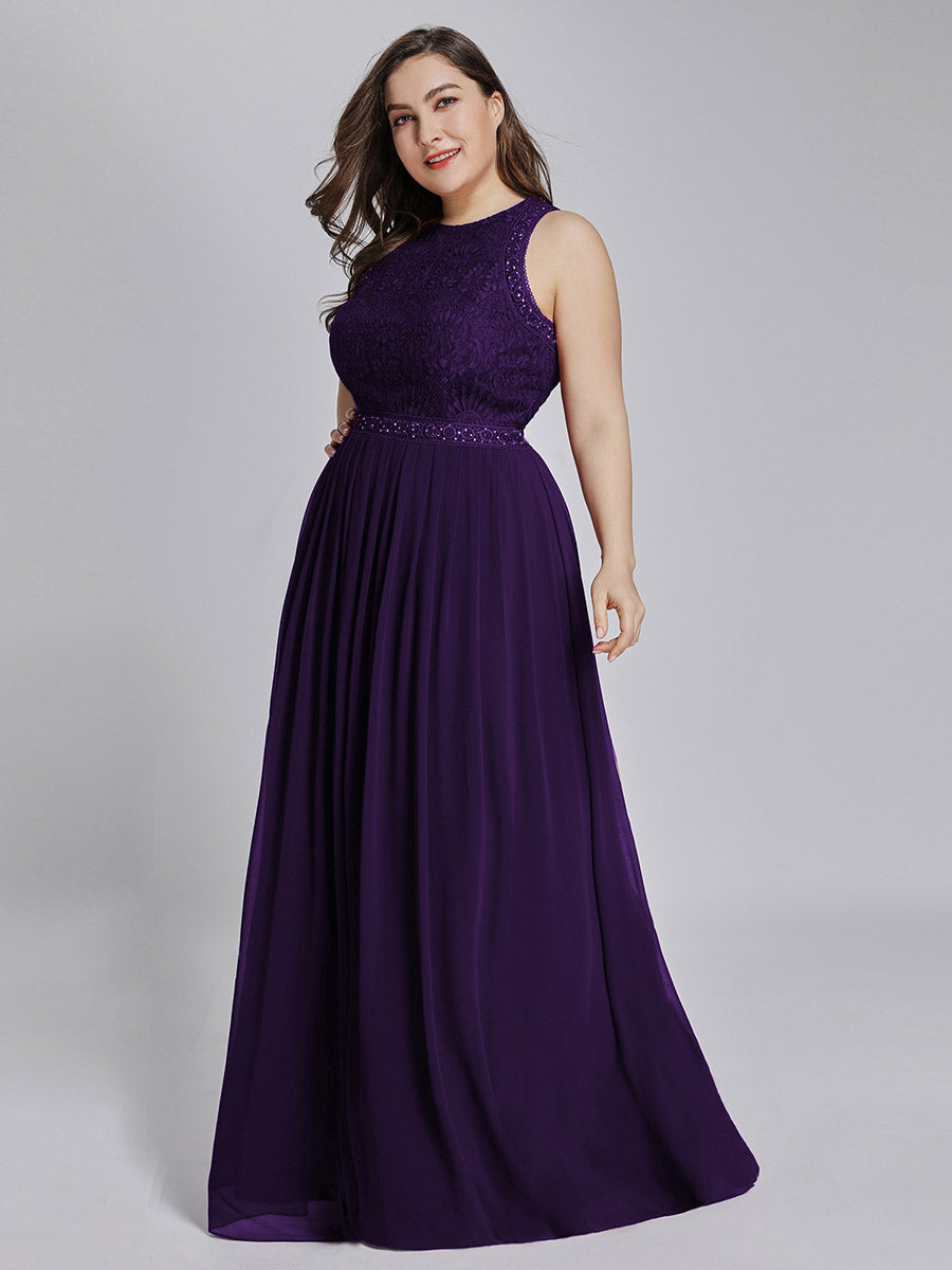 Color=Dark Purple | Round Neck Maxi Long Wholesale Plus Size Party Dresses for Women-Dark Purple 6