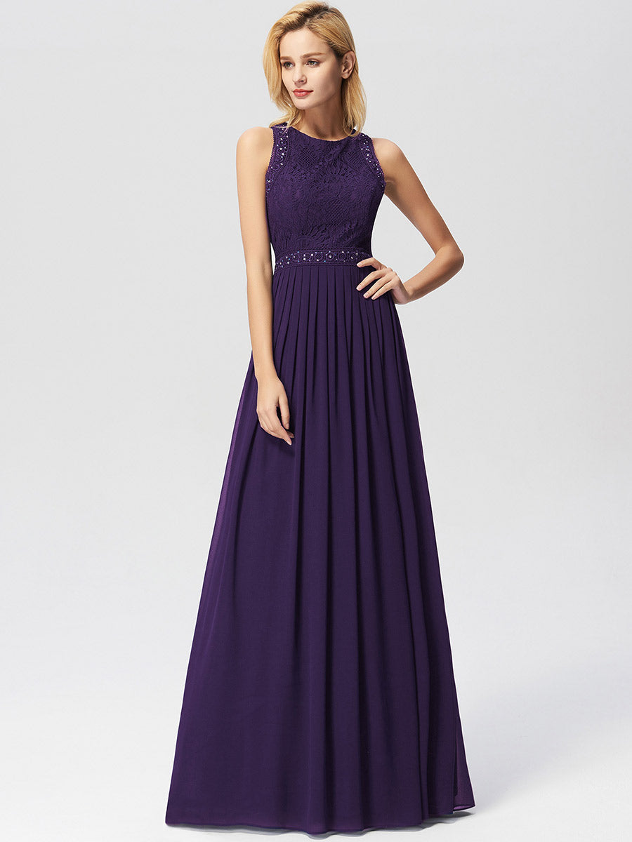 Color=Dark Purple | Round Neck Maxi Long Wholesale Party Dresses For Women-Dark Purple 3
