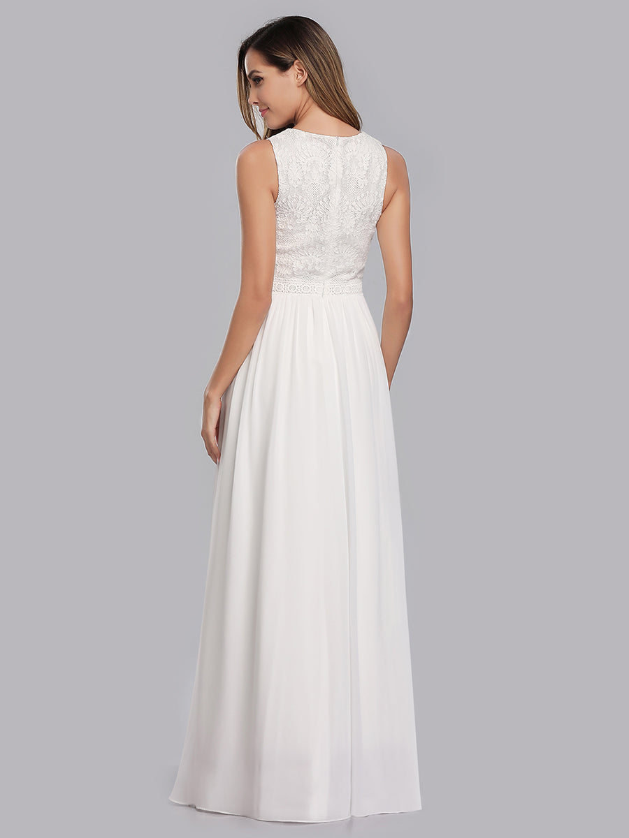 Color=White | Round Neck Maxi Long Wholesale Party Dresses For Women-White 2