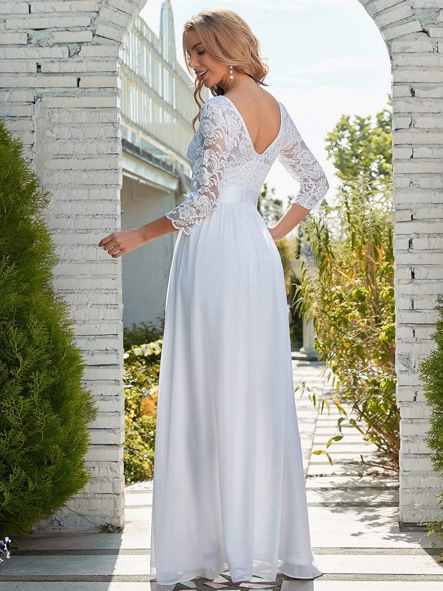 Cowl-Neckline A-line Slit Wedding Gown BD104W – Sparkly Gowns