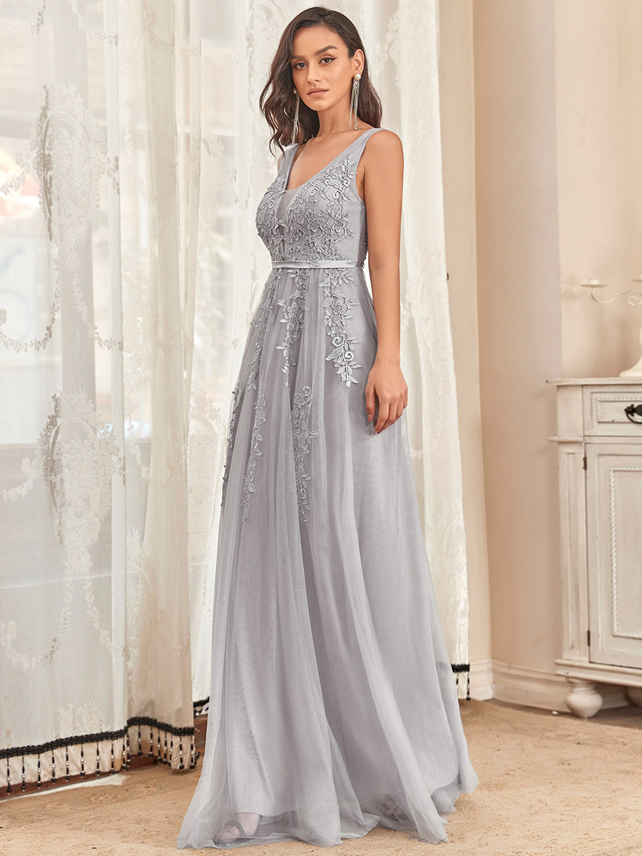 Color=Grey | Women's Fashion Sleeveless Wholesale Plus Size Party Dresses-Grey 2