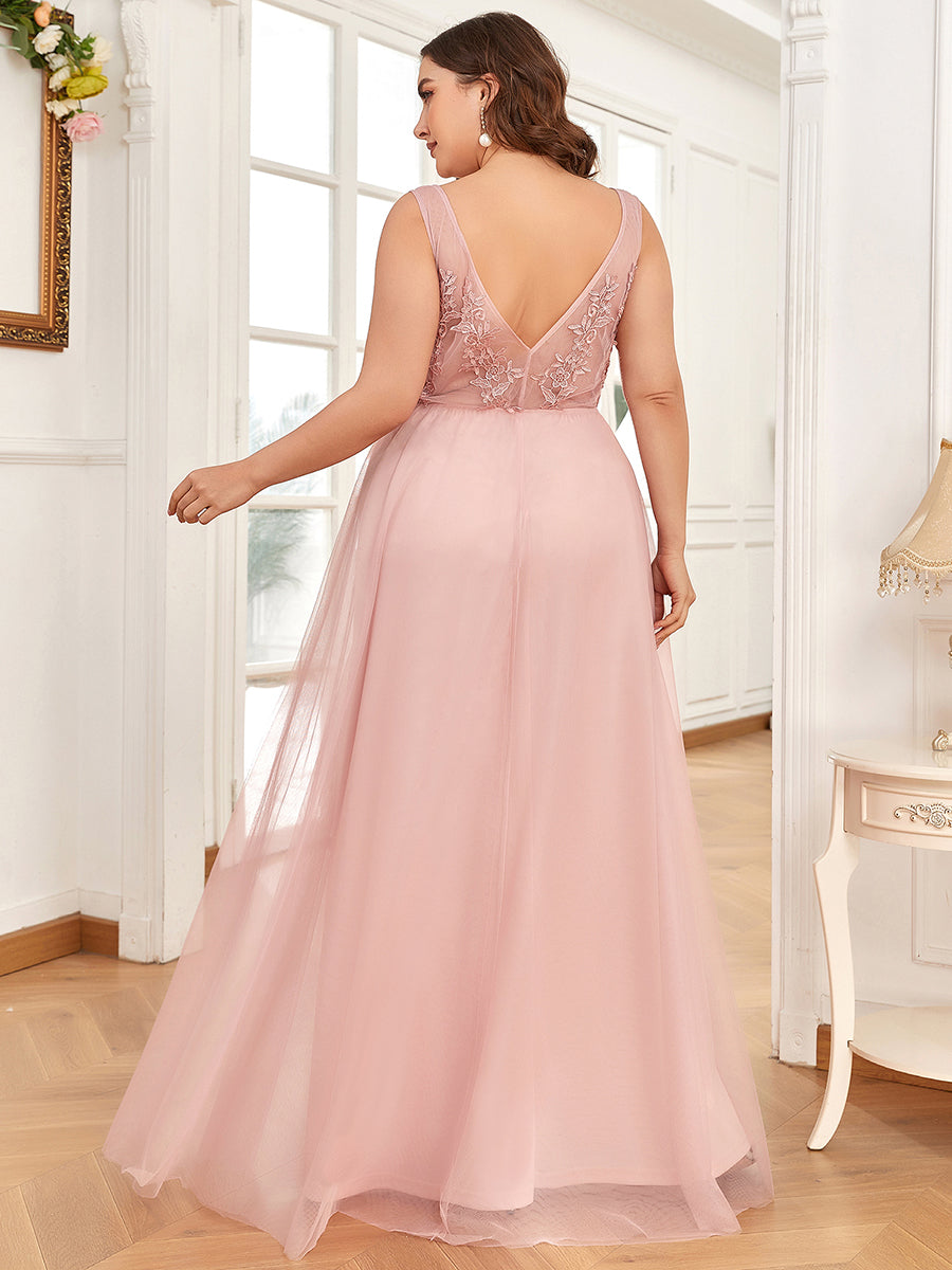 Color=Pink | Women's Fashion Sleeveless Wholesale Plus Size Party Dresses-Pink 2