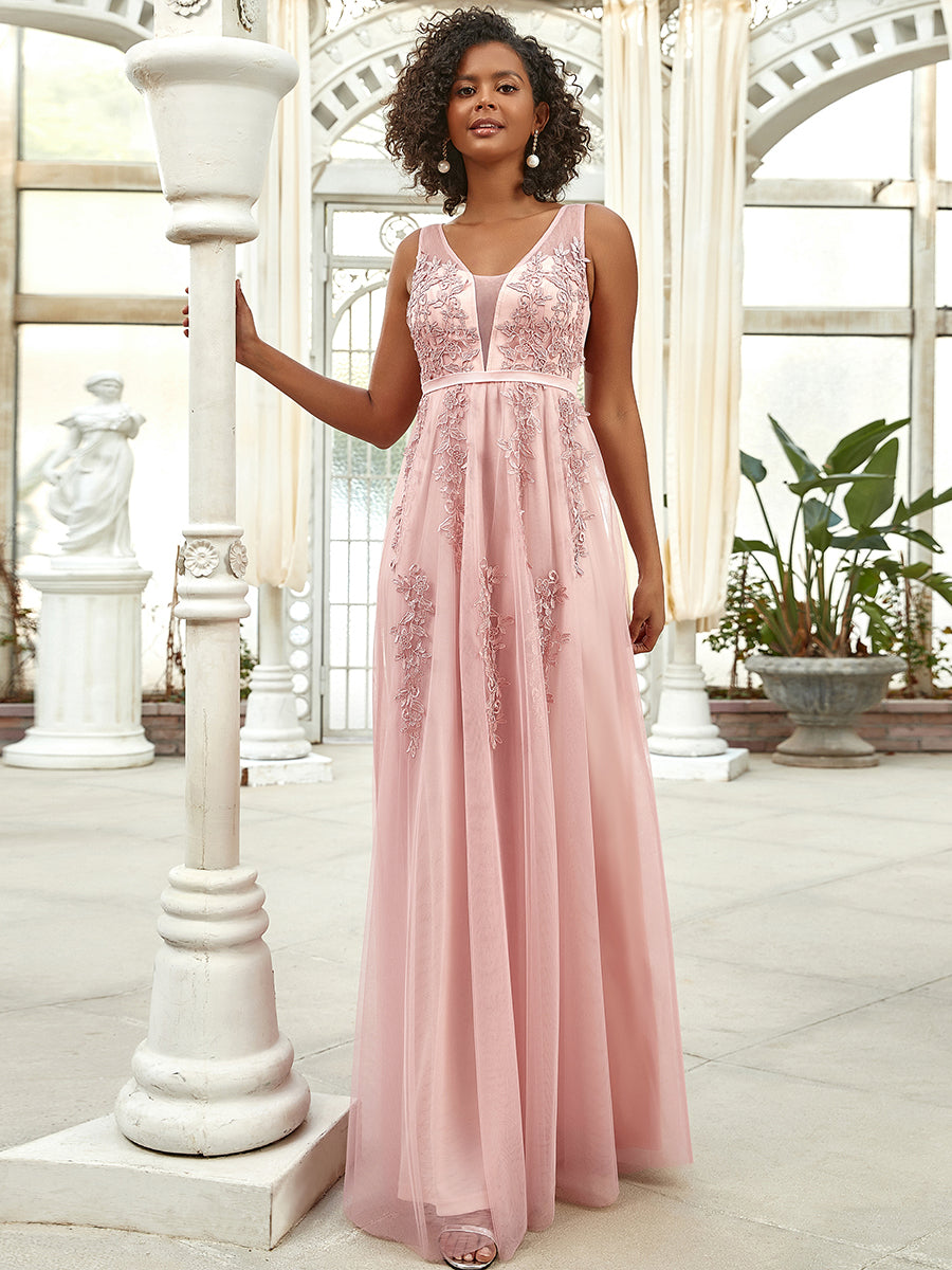 Color=Pink | Women's Fashion Sleeveless Wholesale Plus Size Party Dresses-Pink 3