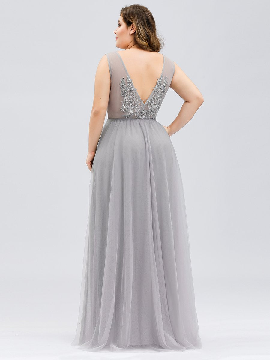 Color=Grey | Women'S Fashion Sleeveless Wholesale Plus Size Party Dresses-Grey 2