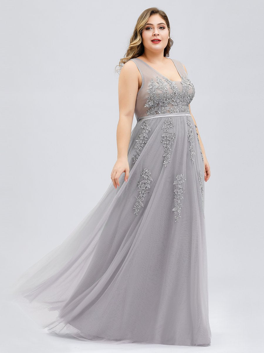 Color=Grey | Women'S Fashion Sleeveless Wholesale Plus Size Party Dresses-Grey 3