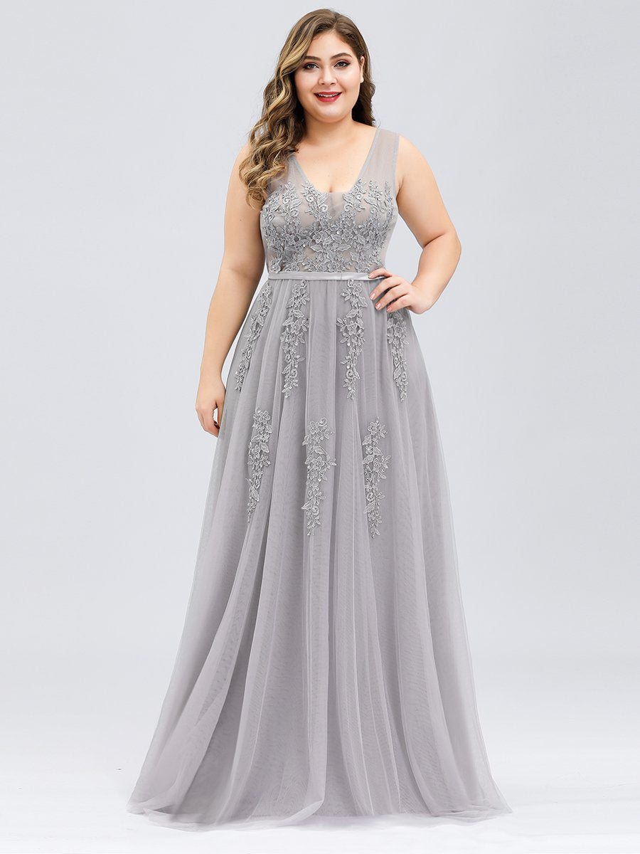 Color=Grey | Women'S Fashion Sleeveless Wholesale Plus Size Party Dresses-Grey 1