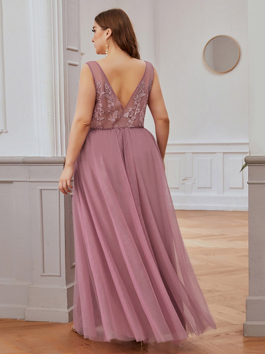 COLOR=Orchid | Maxi Long Elegant Ethereal Plus Size Tulle Evening Dresses-Orchid 2