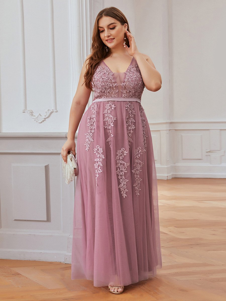 COLOR=Orchid | Maxi Long Elegant Ethereal Plus Size Tulle Evening Dresses-Orchid 3